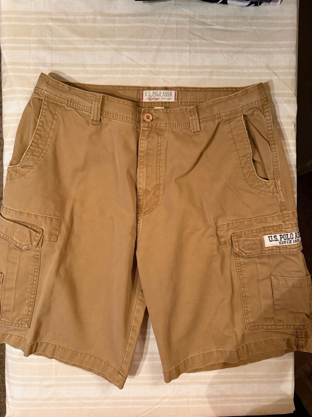 U.S. Polo Assn. Khaki Cargo Shorts with Patch Pocket Detail